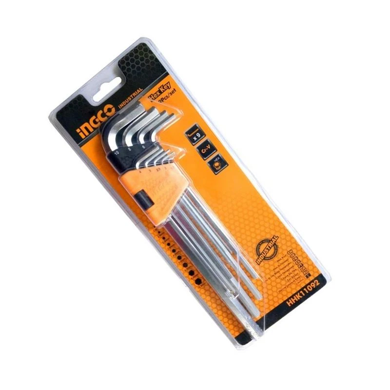 JUEGO DE LLAVE ALLEN LARGA 9´´ HEX.1,5MM/10MM 9/1 (SET) INGCO HHK11092