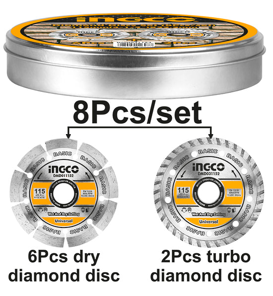 DISCO DIAMANTADO DMD301153 /DMD031152 POR UNIDAD 115MM INGCO 8PCS/ SET