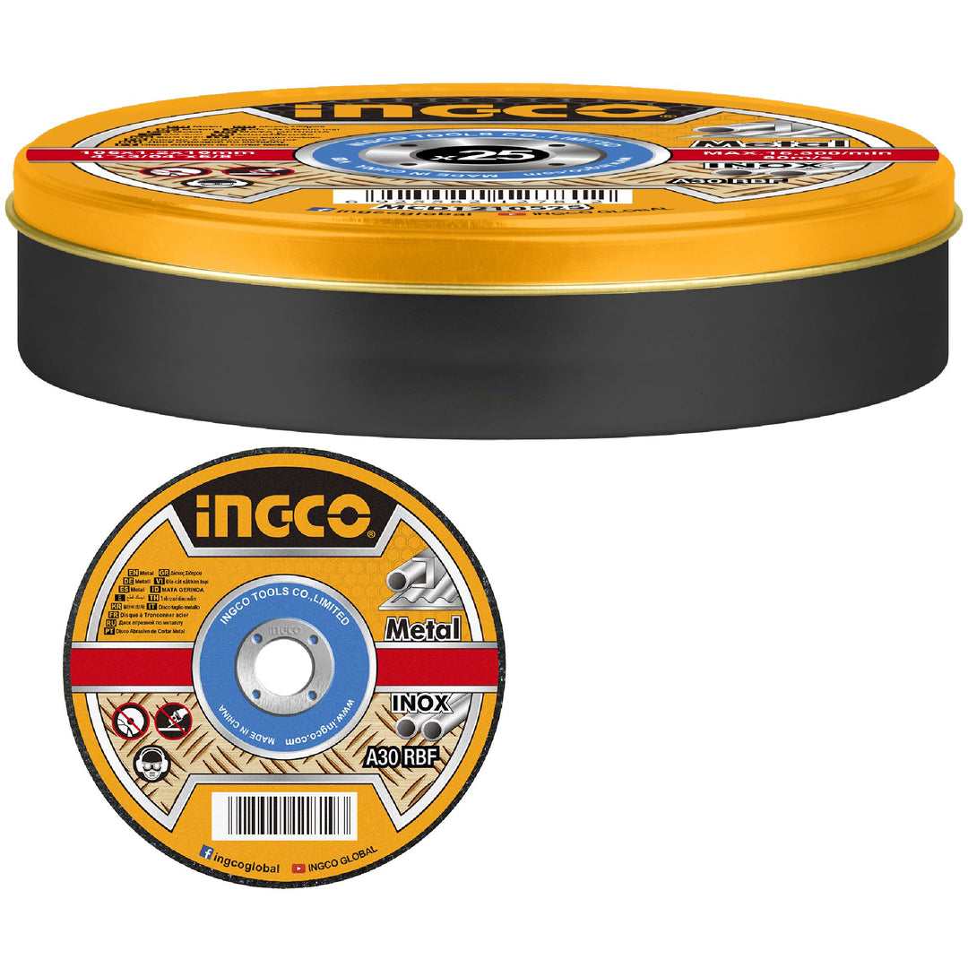 DISCO ABRASIVO P/ CORTE METAL 4.1/2 X 3/64 X 7/8 25 PCS/CAJITA INGCO MCD121155