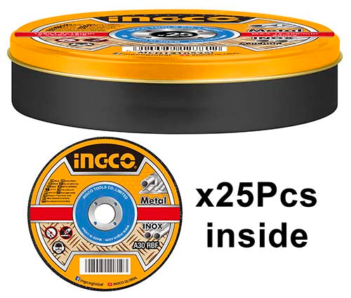DISCO ABRASIVO P/ CORTE METAL 4.1/2 X 3/64 X 7/8 25 PCS/CAJA INGCO MCD1211525