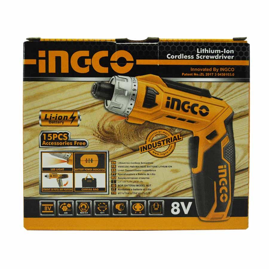 DESTORNILLADOR INALAMBRICO DE IONES DE LITIO 8V 1/4´´ INGCO UCSDLI0801