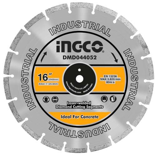DISCO DE DIAMANTE PARA CORTE DE CONCRETO 405MM*25.4MM 16´´ POR UNIDAD INGCO DMD044052