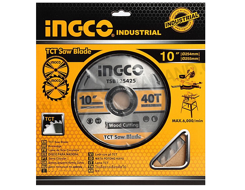 DISCO DE SIERRA P/MADERA 10 X 1.3/16 X 40T INGCO TSB125425