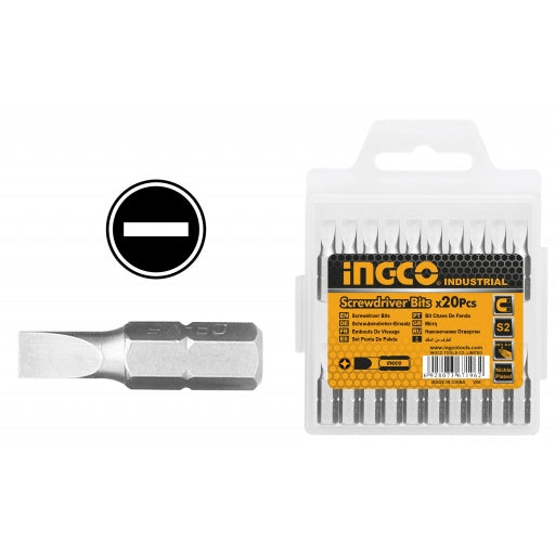 SET DE PUNTAS PLANA SL6.0*1.0 25mm 20pcs INGCO SDB11SL413