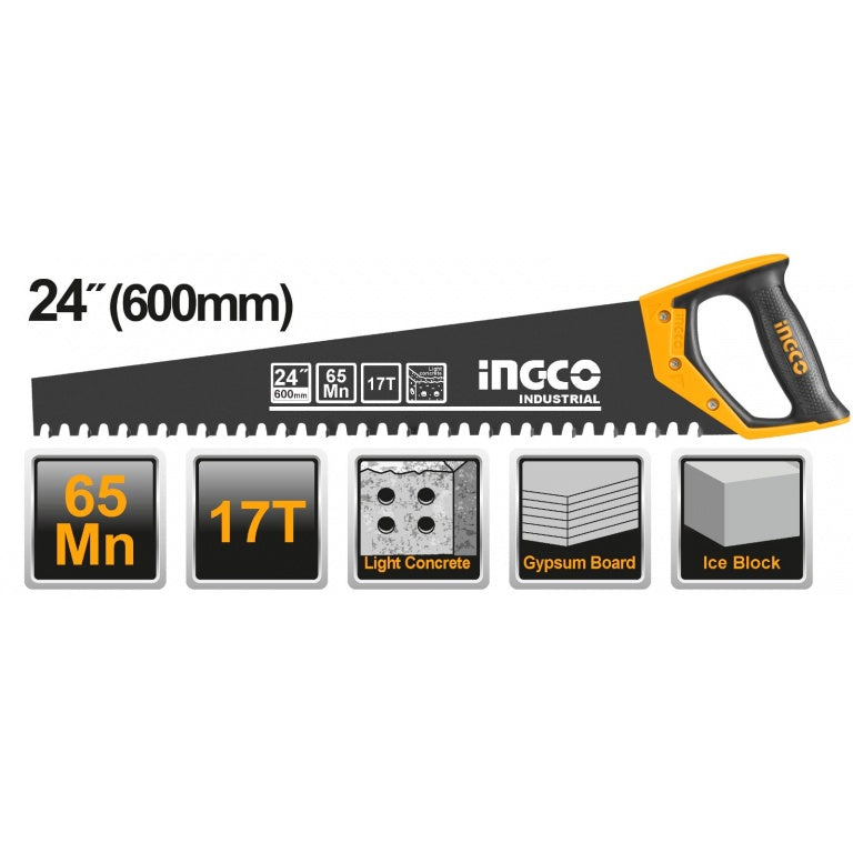 SERRUCHO CARPINTERO 24´´ X 17DT P/CORTE CONCRETO 600MM INGCO HCBS016001