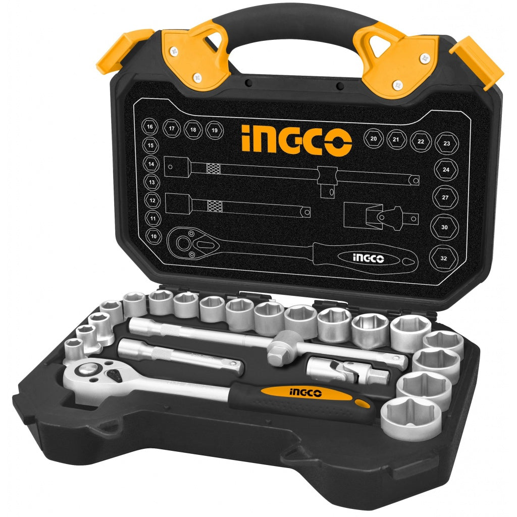 JUEGO DE CUBOS MECÁNICO 10MM A32MMX1/2+ACCESORIOS 25PCS HKTS12251