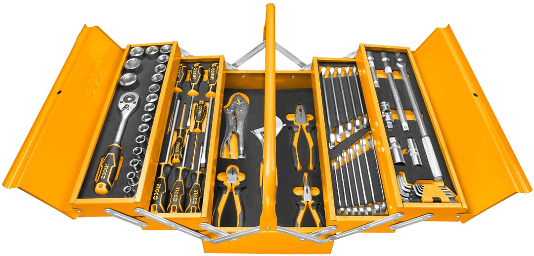 CAJA DE HERRAMIENTAS METAL 5 COMPARTIMIENTOS Y 59 PCS HTCS15591