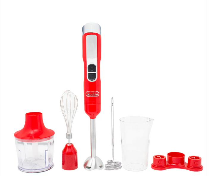 JUEGO DE LICUADORA MANO INALÁMBRICA ROJO/NEGRO DC 16V 100W CON 1BATERIA 2.0AH+1CARGADOR DECAKILA KUJB056R