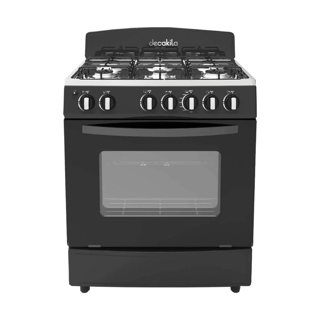 KUGS004B ESTUFA HORNO DE GAS NEGRO 6 HORNILLAS 30" DECAKILA