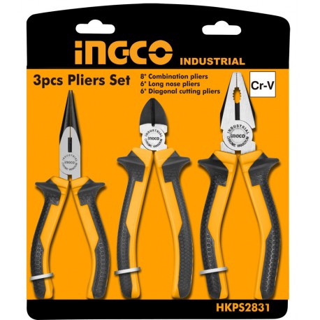 SET DE ALICATE 8´´,PINZAS 6´´ 3/1 PCS NYLON Y GOMA INGCO HKPS28318