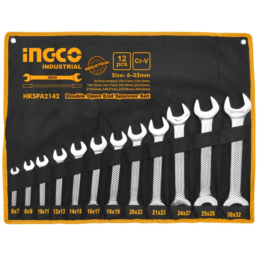 JUEGO DE LLAVE DE EXTREMO ABIERTO DOBLE  12PCS  INGCO HKSPA2142