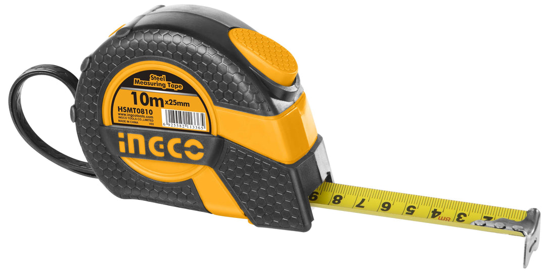 CINTA MÉTRICA  NEGRA C/GOMA 10MTSX25MM INGCO HSMT0810